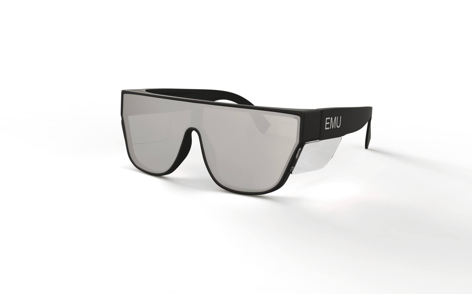 The Boss - Black Matt Frame Clear sides - Silver Polarised - EMU Safety