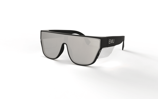 The Boss - Black Matt Frame Clear sides - Silver Polarised - EMU Safety