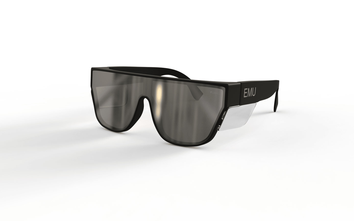 The Boss - Black Matt Frame Clear sides - Silver Polarised - EMU Safety
