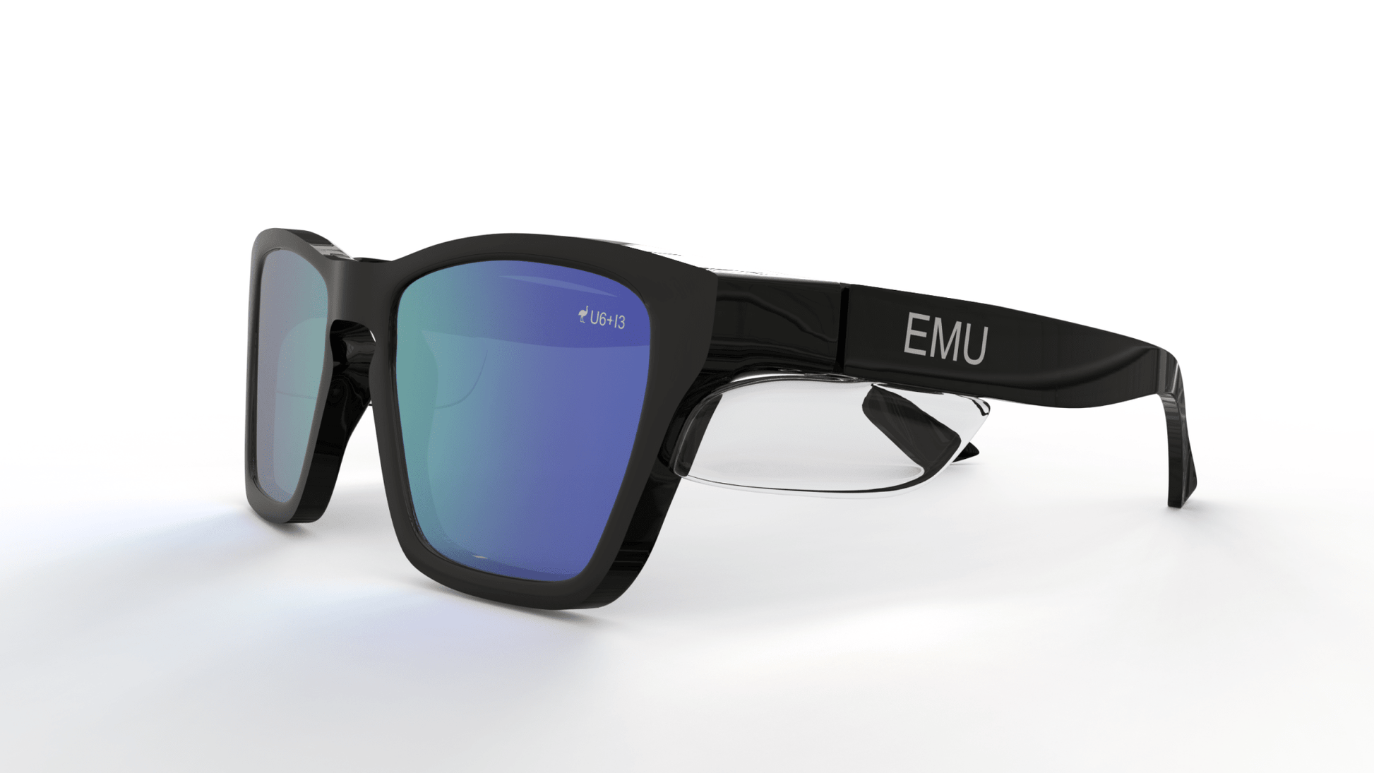 The Originals - Black Matt Frame and Clear Sides - Blue Mirror Polarised - EMU Safety