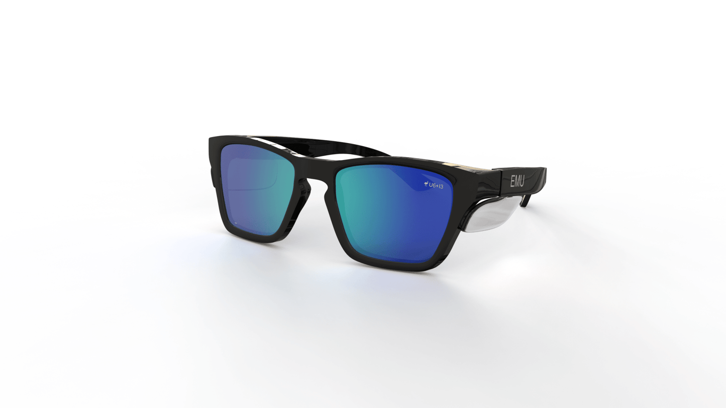 The Originals - Black Matt Frame and Clear Sides - Blue Mirror Polarised - EMU Safety